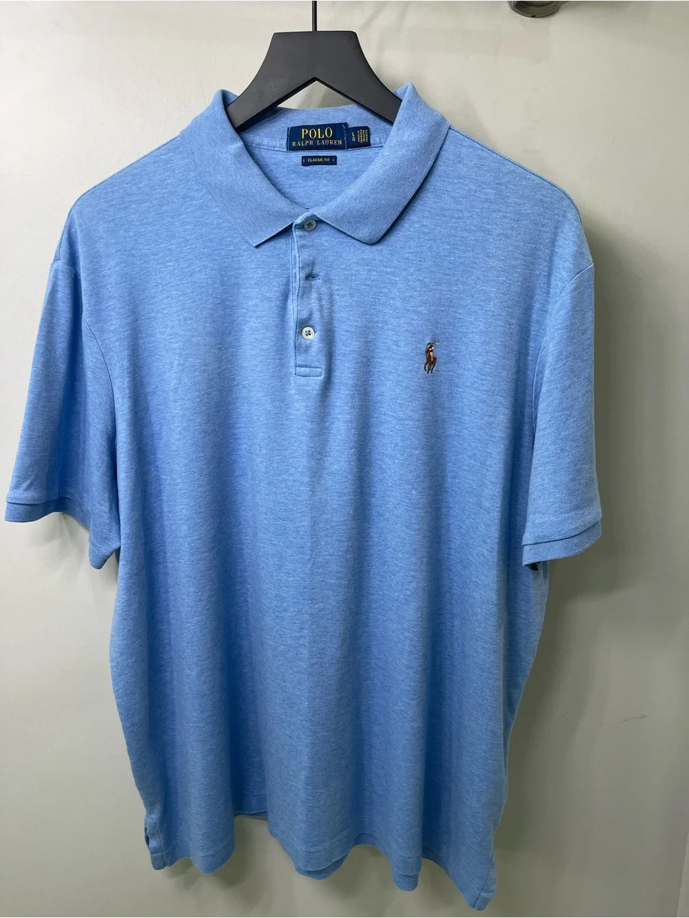 Ralph Lauren Men's Polo Shirt in Light Blue with Embroidered Pony